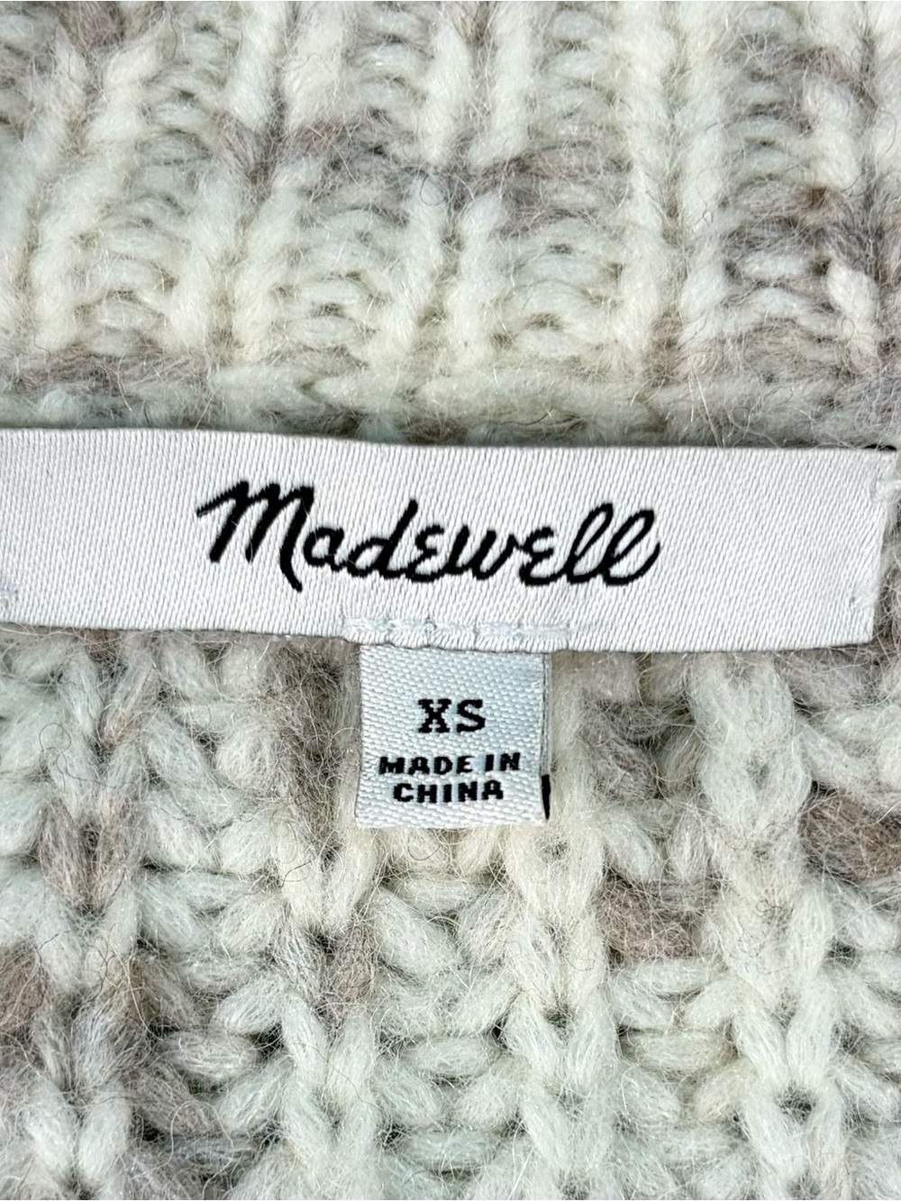 Madewell Chunky Wool Blend Knit Cardigan in Cream and Tan Heather - Picture 2 of 11